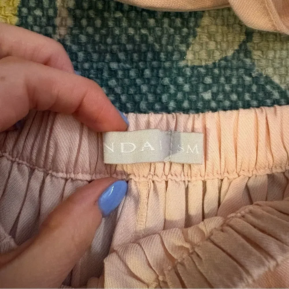 Indah Pajama Set-Blush Pink-Shorts and Tie Bralette Top Size Medium 100% viscose
